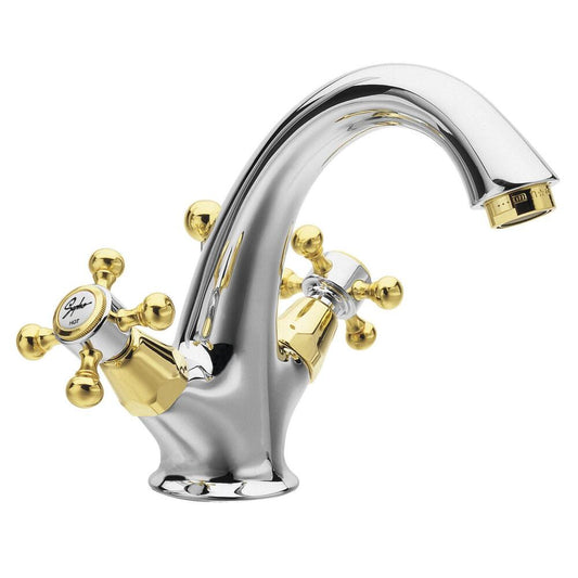 ANTEA Waschtischarmatur mit Ablaufgarnitur 120mm Chrom/gold