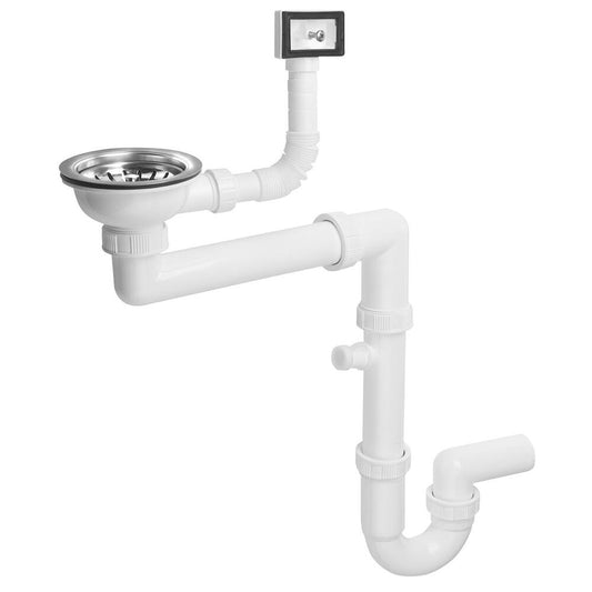 Spülbecken-Siphon raumsparend, mit Überlauf und Anschluss 6/4", DN40, Weiß