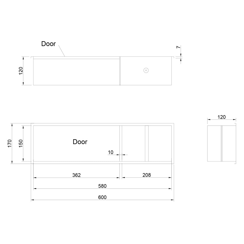 DENBO Unterputz-Toilettenpapierhalter, 600x170mm, Edelstahl, gun metal