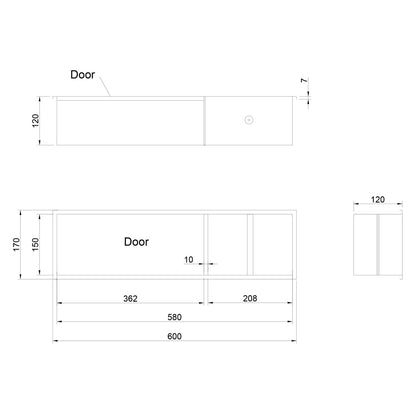 DENBO Unterputz-Toilettenpapierhalter, 600x170mm, Edelstahl, gun metal