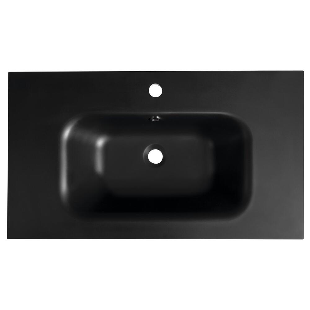 SIDRA Gussmarmor-Waschtisch 81x46cm, schwarz matt