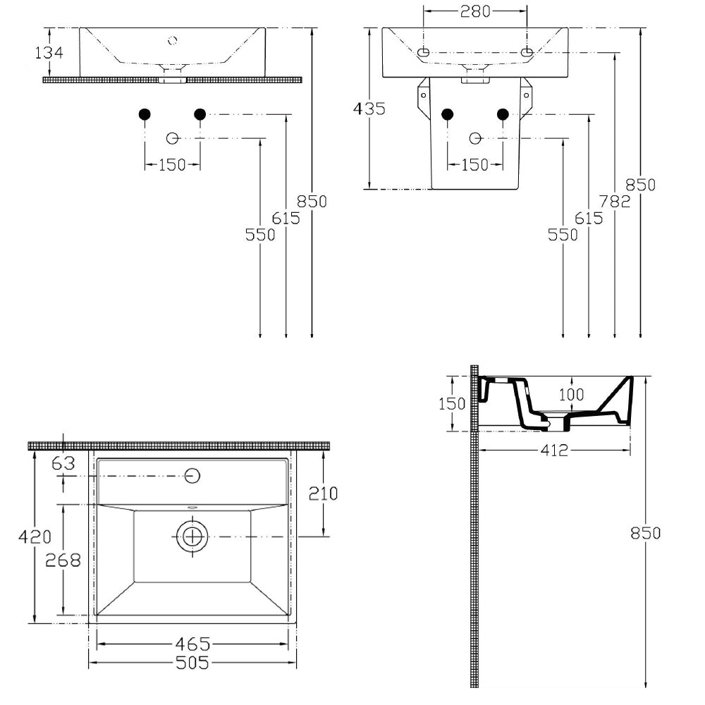 SISTEMA Keramik-Waschtisch 50x42cm, weiß