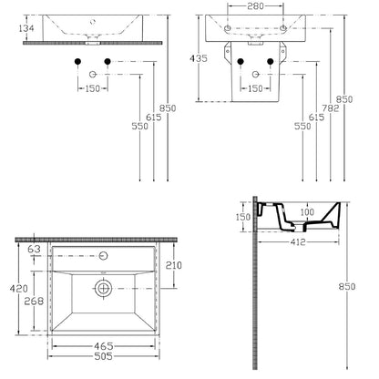 SISTEMA Keramik-Waschtisch 50x42cm, weiß
