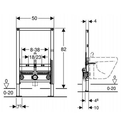 GEBERIT DUOFIX Hänge-Bidet-Element, 82cm