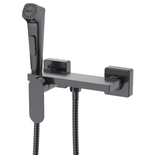 Wand-Bidetarmatur mit Stop-Ventil und Ablage, Gun metal