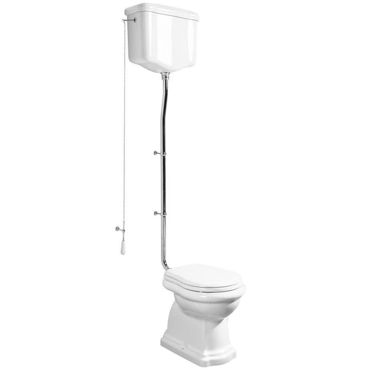 RETRO WC Schüssel mit Spülkasten, Abgang senkrecht, weiß/Chrom