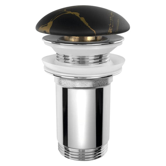 Waschtisch Ablaufgarnitur 5/4“, klick-klack, Keramik-Stopfen, 10-50mm, Portoro Marmor