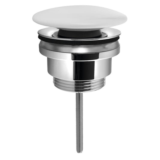 Ablaufgarnitur 5/4“, click-clack, Keramik-Stopfen, 5-65mm, Weiß