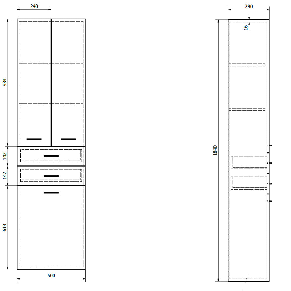 ZOJA/KERAMIA FRESH Hochschrank mit Wäschekorb 50x184x29cm, platineiche