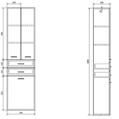 ZOJA/KERAMIA FRESH Hochschrank mit Wäschekorb 50x184x29cm, platineiche