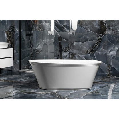 FLORINA Freistehende Gussmarmor-Badewanne 170x80x61cm, weiß