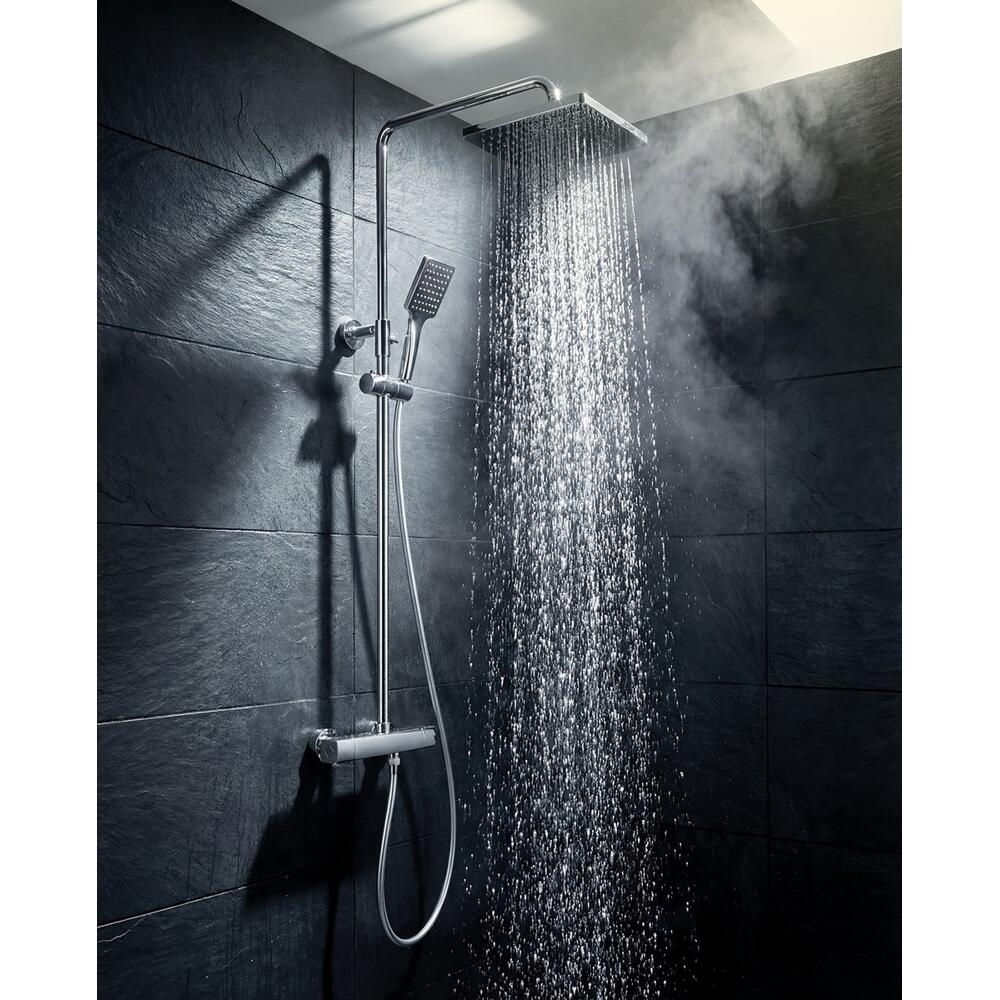 DARK Duschsäule mit Thermostat-Armatur, Chrom