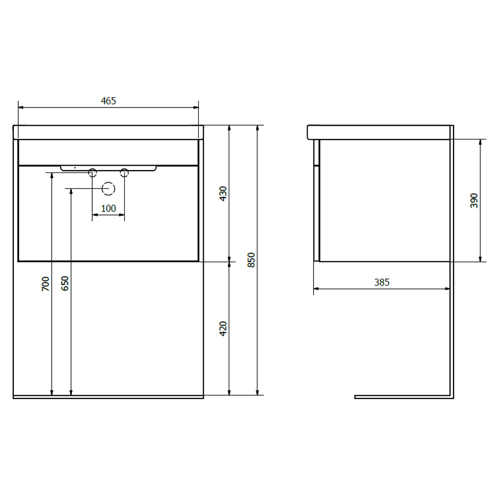 ELLA Unterschrank 46,5x39x38,5cm, weiß