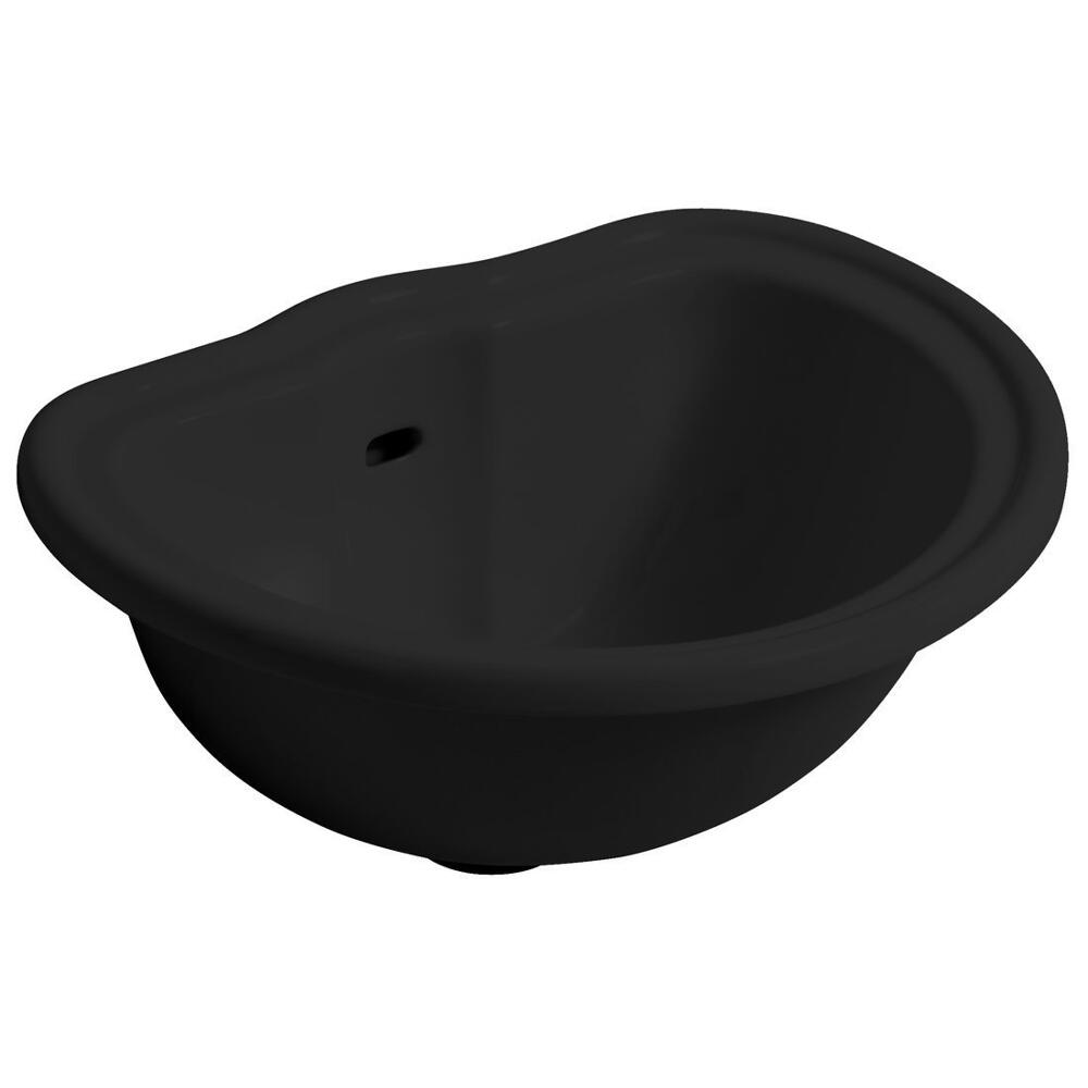 RETRO Keramik-Waschtisch 50x41cm, zum Einbauen, schwarz matt