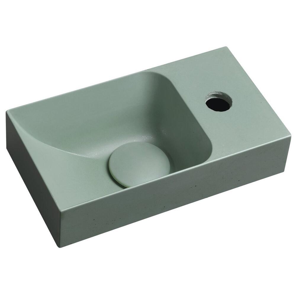 PICCOLINO Beton-Waschbecken 30,8x17cm, Wasserhahn rechten, Grün matt