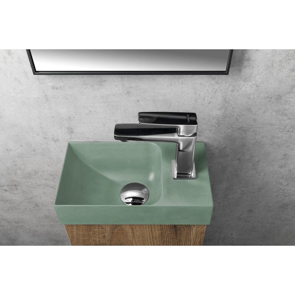 PICCOLINO Beton-Waschbecken 30,8x17cm, Wasserhahn rechten, Grün matt