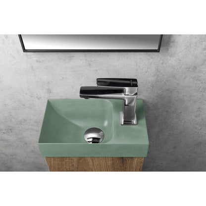 PICCOLINO Beton-Waschbecken 30,8x17cm, Wasserhahn rechten, Grün matt