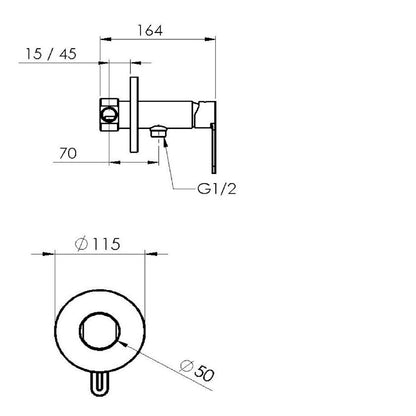 Unterputz-Armatur mit WC-Handbrause, rund, Chrom