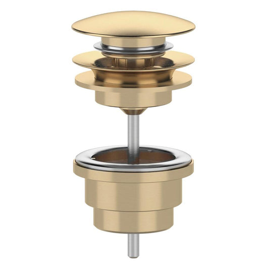 Ablaufgarnitur 5/4“, click-clack, großer Stopfen, 10-65mm, Gold matt