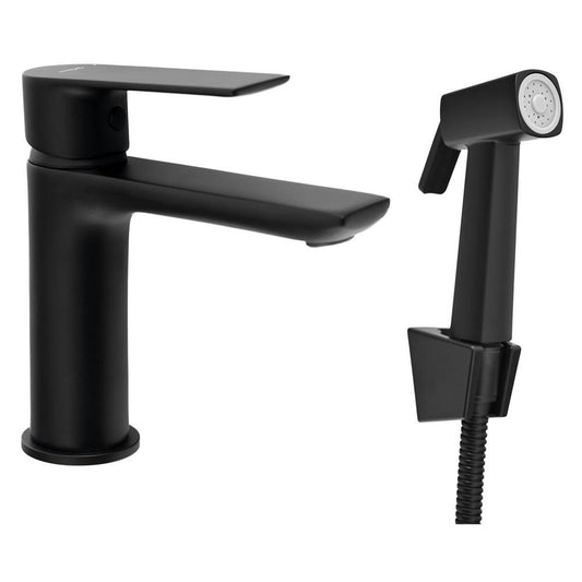Waschtischarmatur mit Bidet Handbrause, Schwarz matt