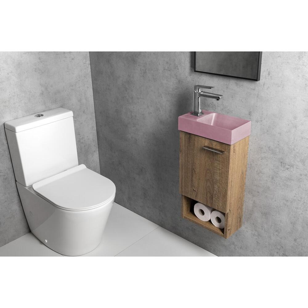 PICCOLINO Beton-Waschbecken 30,8x17cm, Wasserhahn linken, Rosa matt