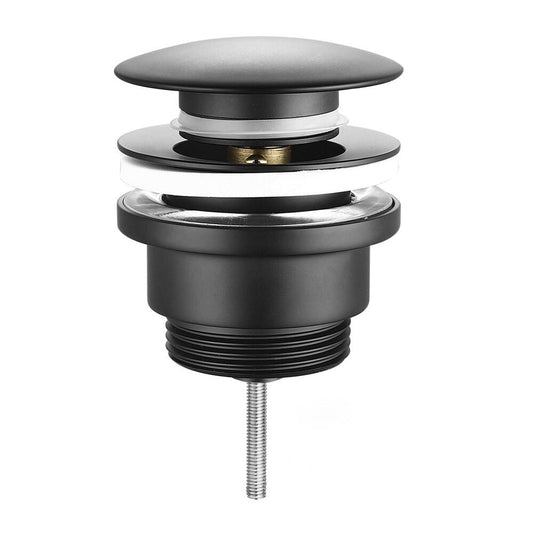 Waschbecken-Ablaufgarnitur 5/4“, Klick-Klack, Großer Stopfen, 10-55mm, Schwarz matt