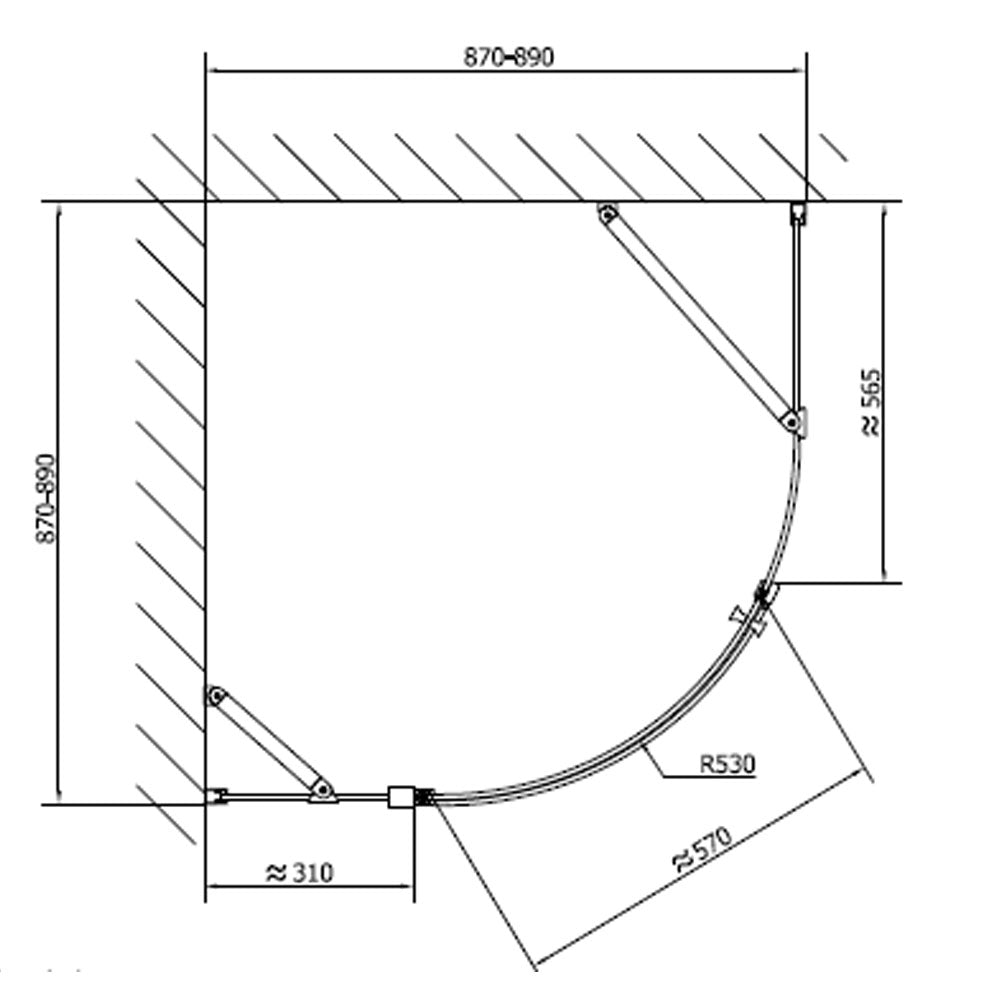 ZOOM LINE BLACK Duschabtrennung Viertelkreis 900x900mm, Klarglas, rechts