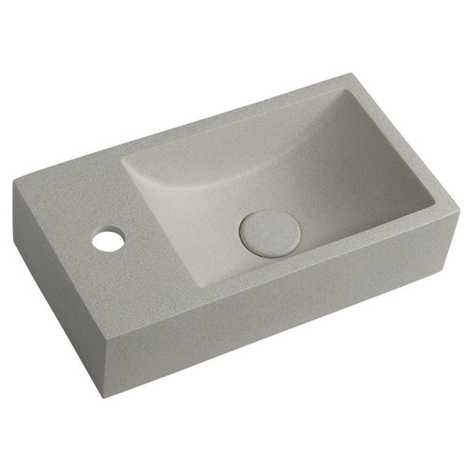 CREST L Betonwaschbecken mit Auslauf, 40x22cm, weißer Sandstein