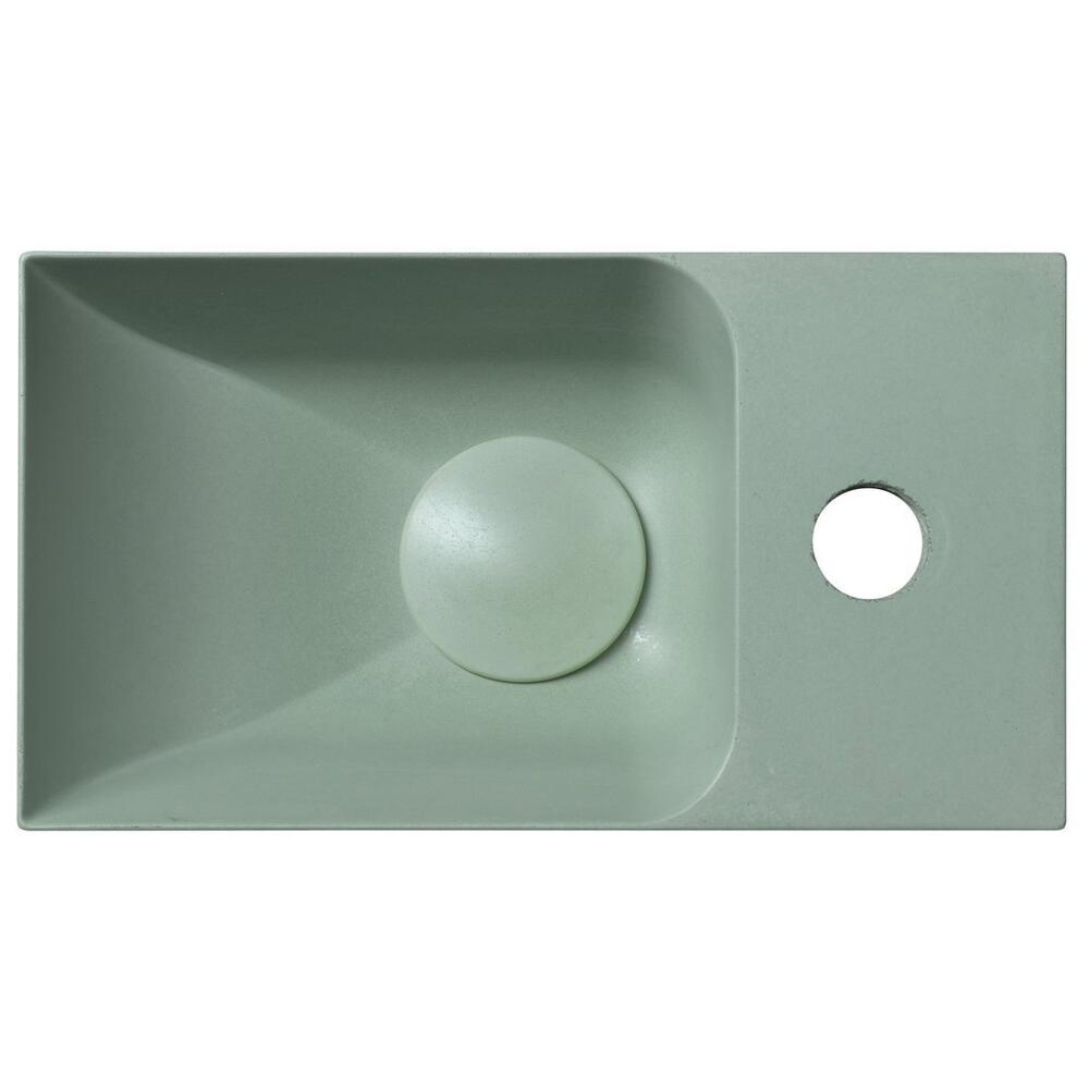 PICCOLINO Beton-Waschbecken 30,8x17cm, Wasserhahn rechten, Grün matt