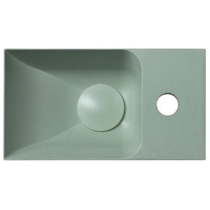 PICCOLINO Beton-Waschbecken 30,8x17cm, Wasserhahn rechten, Grün matt