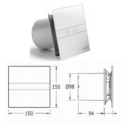 E-100 GST Axial Badlüfter mit Zeitschaltuhr, 8W, Rohrleitung 100mm, Silber