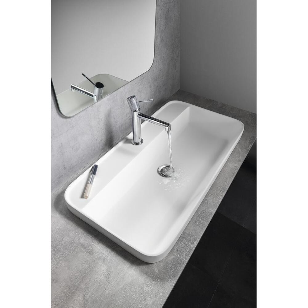 BRAHEA Einbauwaschbecken, Rockstone, 75x39 cm, Weiß matt