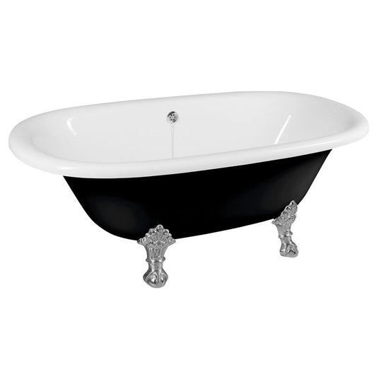 REGATA Freistehende Badewanne 175x85x61cm, Füße Chrom matt, schwarz/weiß