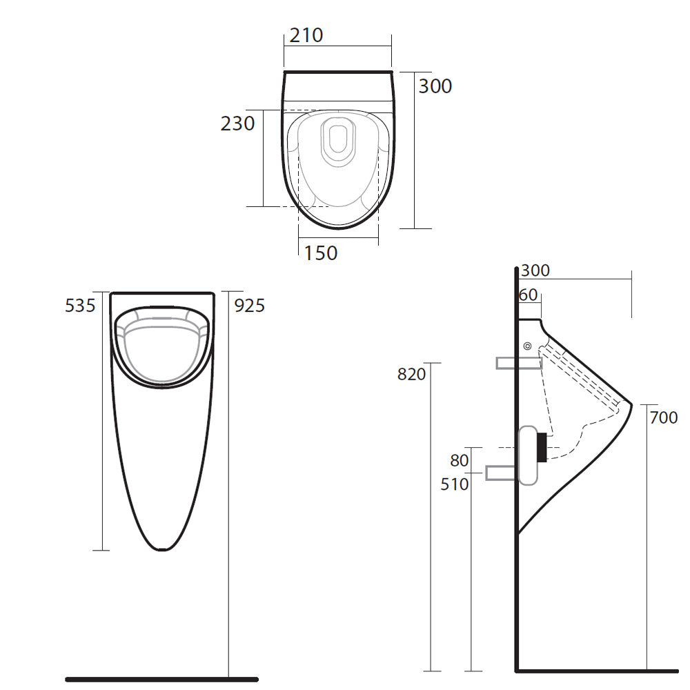 AQUATECH Urinal 21x53,5 cm, inkl. Siphon, weiß