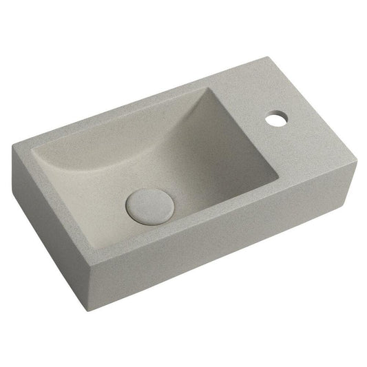 CREST R Betonwaschbecken mit Auslauf, 40x22cm, weißer Sandstein