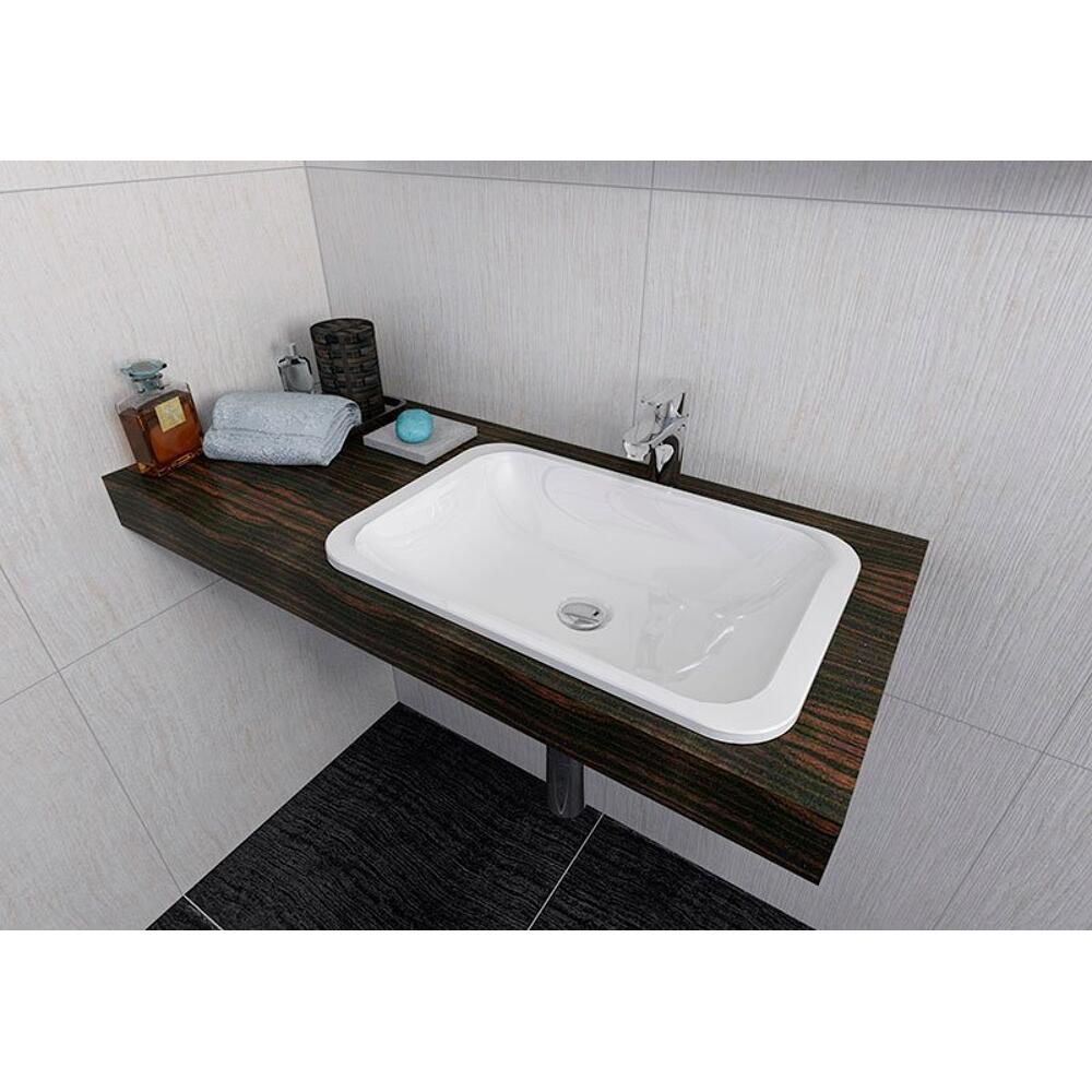 JAPURA Gussmarmor-Waschtisch 55x36cm, weiß