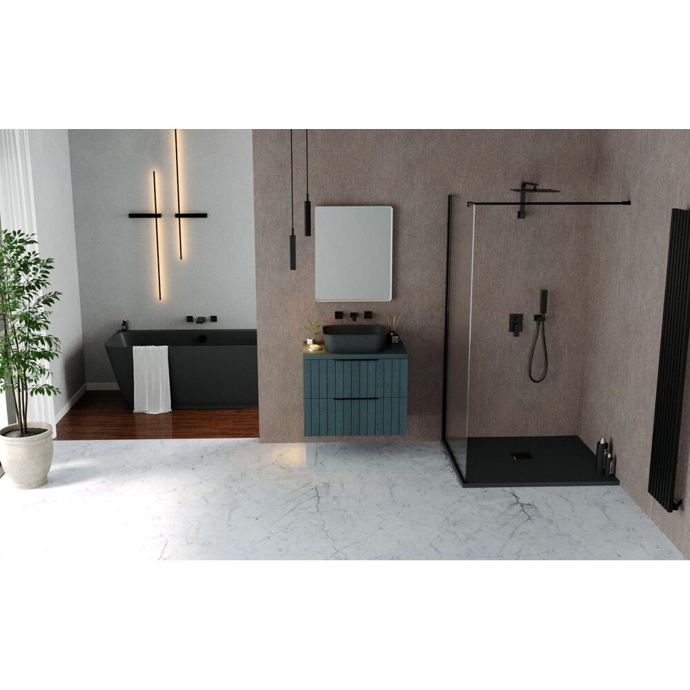 FLEXIA Gussmarmor-Duschwanne 130x90cm, Anthrazit matt
