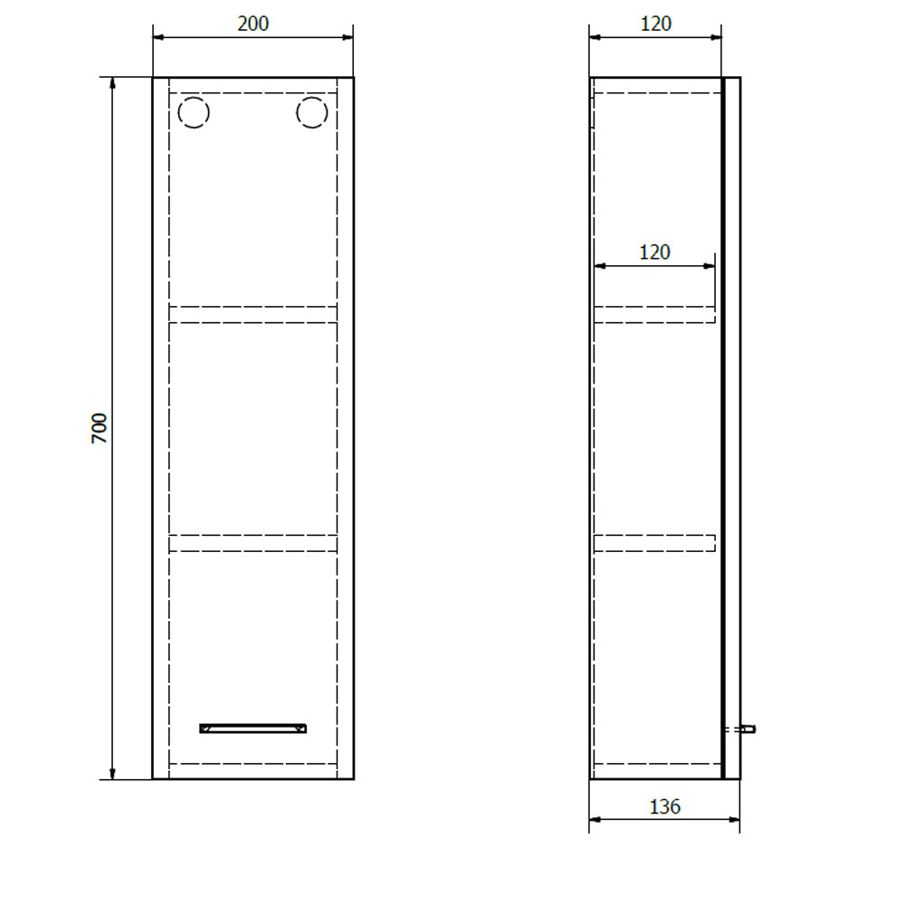 ZOJA Oberschrank, 20x70x14cm, weiß