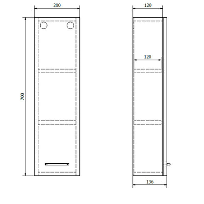 ZOJA Oberschrank, 20x70x14cm, weiß
