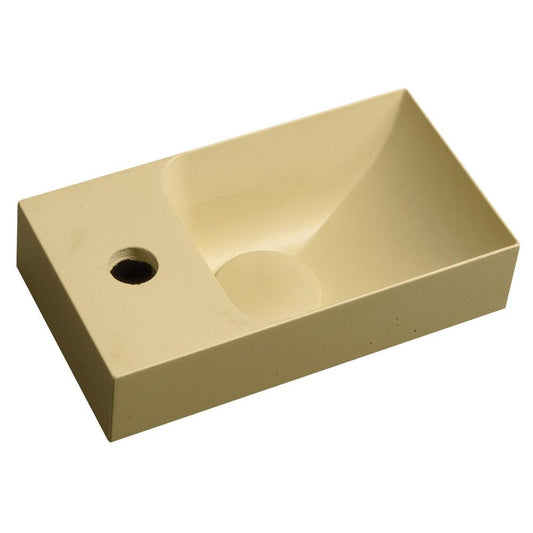 PICCOLINO Beton-Waschbecken 30,8x17cm, Wasserhahn linken, Gelb matt
