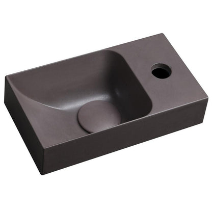 PICCOLINO Beton-Waschbecken 30,8x10x17cm, Armaturloch rechts, Dunkelbraun