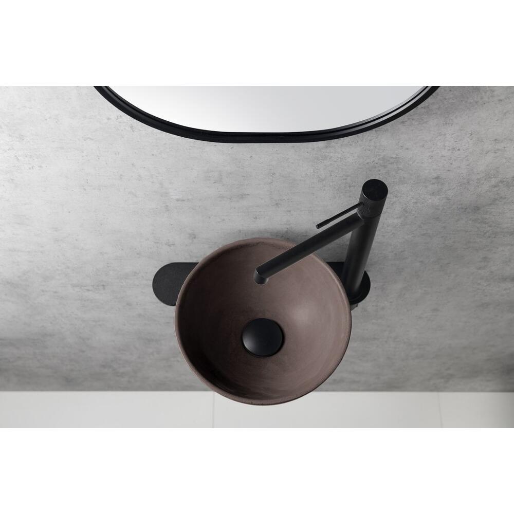 MINOR Betonwaschbecken zum Aufsetzen, Durchmesser 26cm, Dunkelbraun matt