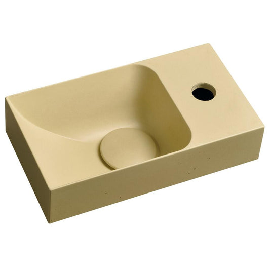 PICCOLINO Beton-Waschbecken 30,8x10x17cm, Armaturloch rechts, Gelb