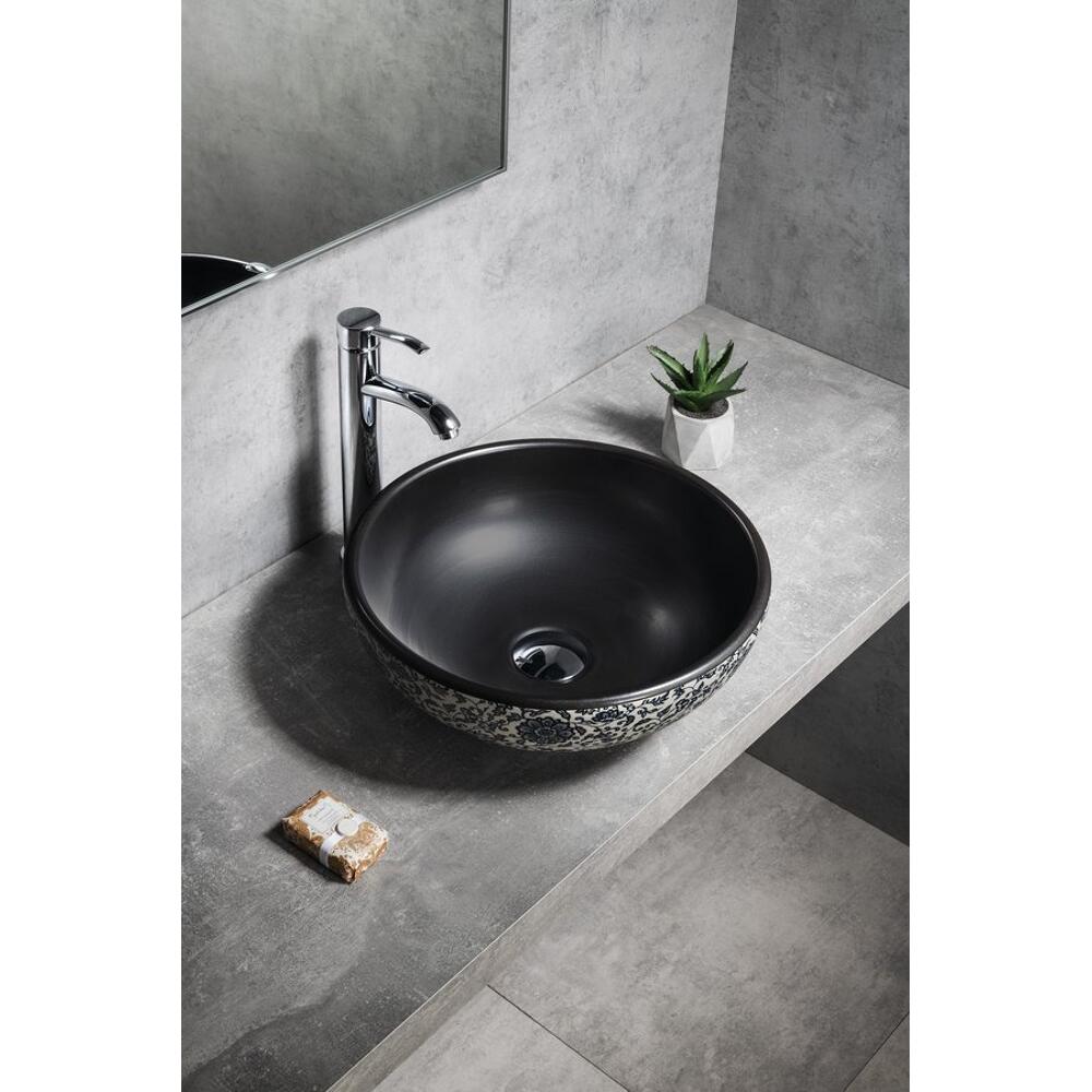 PRIORI Keramik-Waschtisch Ø 41cm, schwarz/blau