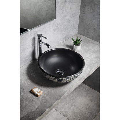 PRIORI Keramik-Waschtisch Ø 41cm, schwarz/blau