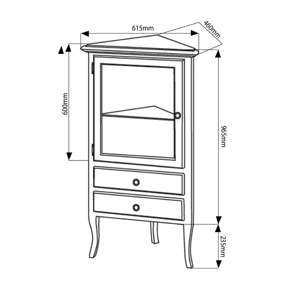 RETRO Eckschrank 60x120x47cm, Buche, rechts