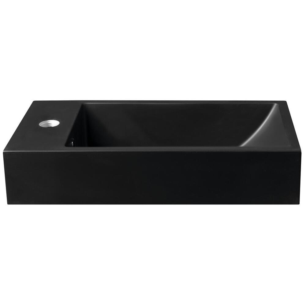ARIANA Gussmarmor-Waschtisch 50x25cm, links, schwarz matt