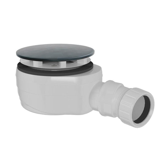 Duschwannensiphon, Durch. 90mm, DN40, Niedrig, gun metal Abdeckung