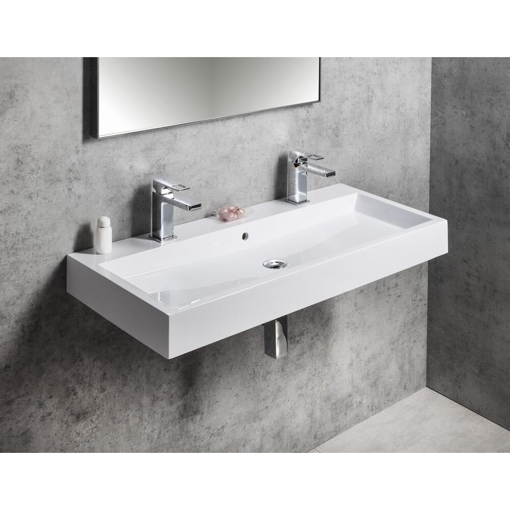 ORINOKO Waschtisch, Marmor, 100x42 cm, 2 Armaturlöcher,  Weiß