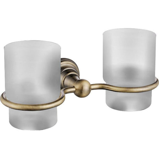 DIAMOND Doppelglashalter, Milchglas, Bronze